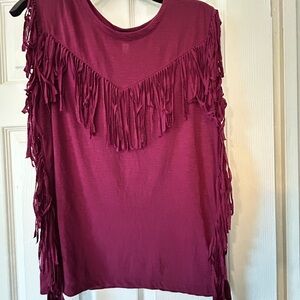 Xhilaration fringe top burgundy size L sleeveless